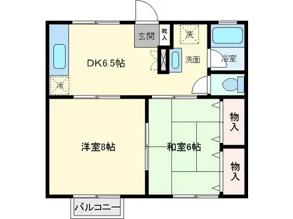 レジデンスアイ(2DK/2階)の間取り写真