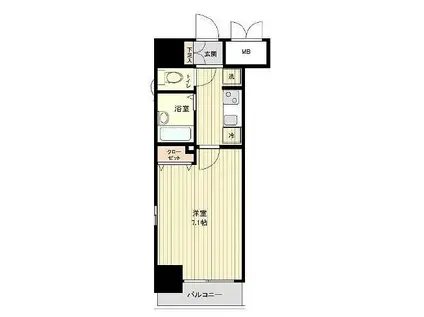 アフェクシオン日本橋人形町(1K/5階)の間取り写真