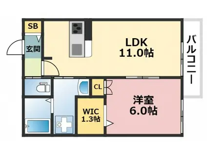 CASA DE NORD(1LDK/1階)の間取り写真