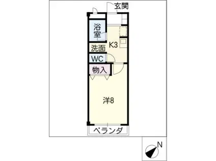 エンピエッソ千鳥橋(1K/2階)の間取り写真