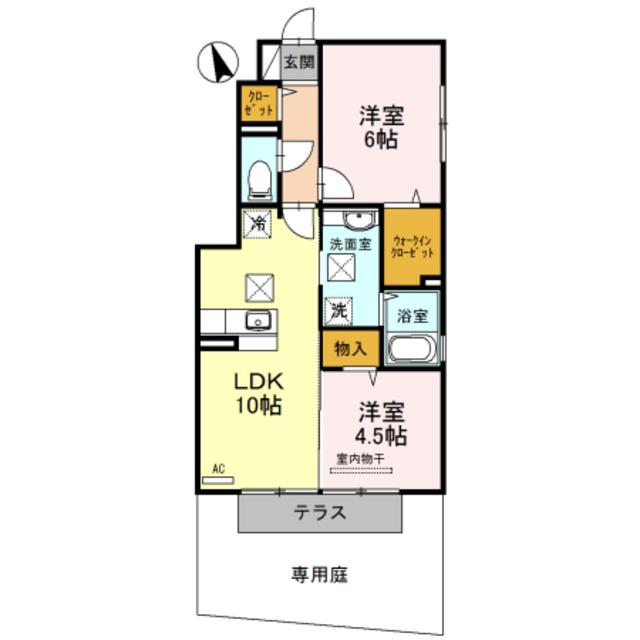 ルーチェ木ノ本(2LDK/1階)の間取り写真