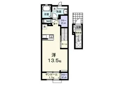 ホーリープレイス唐津 II(ワンルーム/2階)の間取り写真