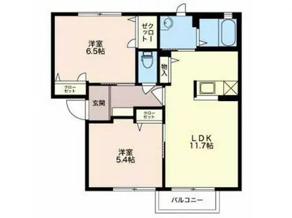 リバースA(2LDK/2階)の間取り写真