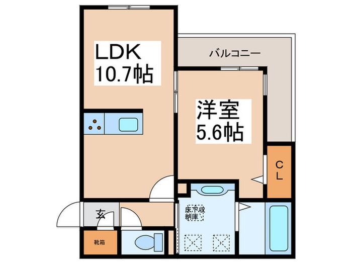 パサログランデ背戸口(1LDK/2階)の間取り写真