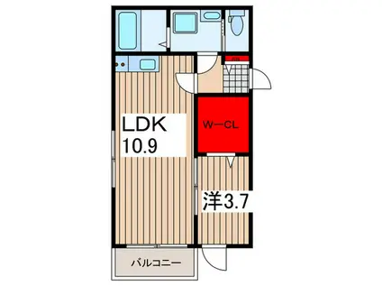 DIMORA K(1LDK/2階)の間取り写真