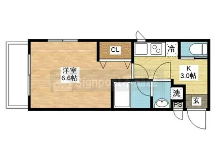 VIALE赤迫(1K/3階)の間取り写真