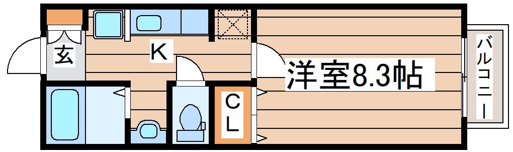 ベルパーク荒井III番館(1K/2階)の間取り写真