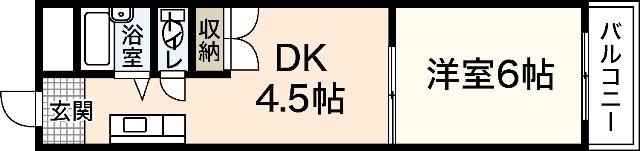 北川ビル(1DK/2階)の間取り写真