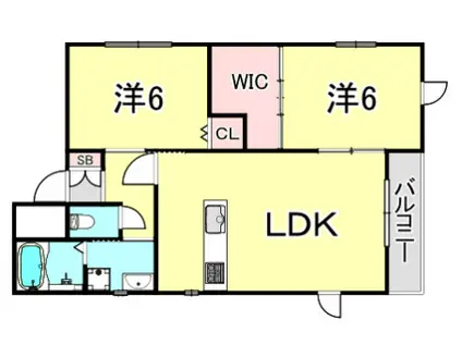 アムールI(2LDK/3階)の間取り写真