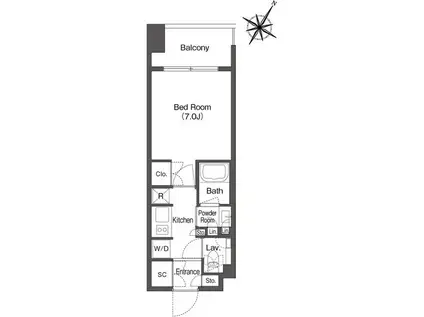 ミリアレジデンス日本橋人形町(1K/3階)の間取り写真