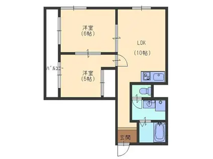 メゾン・ド・小林(2LDK/4階)の間取り写真