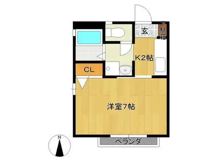 クレール東新(1K/2階)の間取り写真