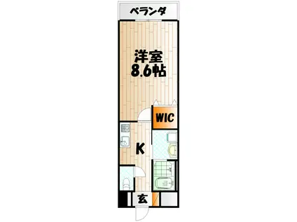 プランドール風の橋東(1K/2階)の間取り写真