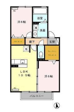 LES MUSESII(2LDK/1階)の間取り写真