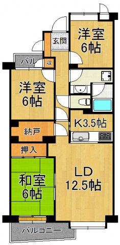 ドルチェ甲子園(3SLDK/5階)の間取り写真