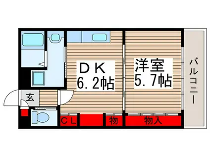 ハイフィールド浦和6(1DK/3階)の間取り写真