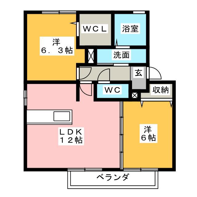サンフィットスクエア(2LDK/1階)の間取り写真