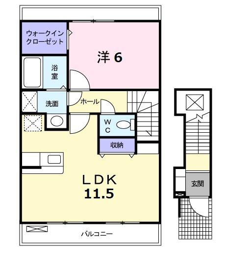 近鉄山田線 櫛田駅 徒歩11分 2階建 築20年(1LDK/2階)の間取り写真