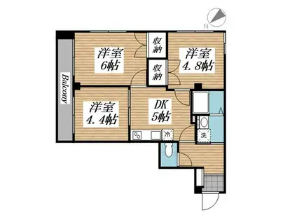 ヒルズガーデン東雪谷(3K/3階)の間取り写真
