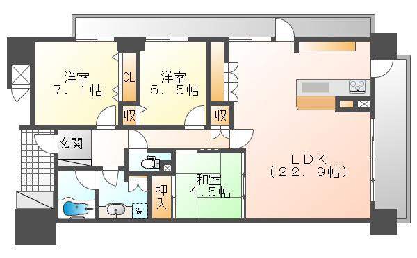 サンマンションアトレ高蔵寺駅前(3LDK/10階)の間取り写真