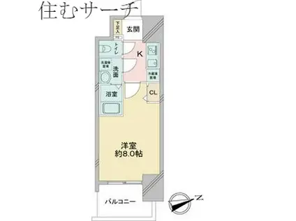 S―RESIDENCE四日市元町(1K/6階)の間取り写真