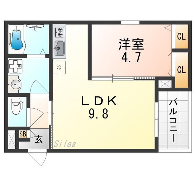 ジーメゾン和泉大宮ソル(1LDK/2階)の間取り写真