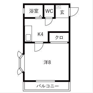 ドエルKMII(1K/2階)の間取り写真