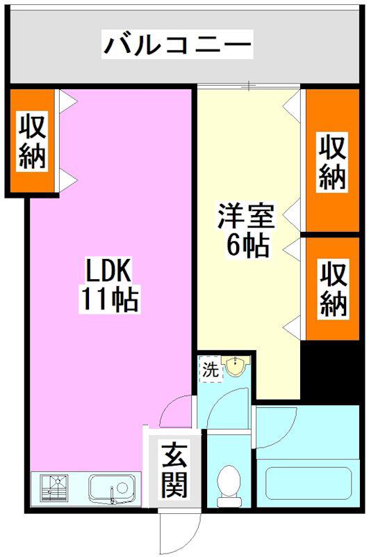 レーオロイヤル(1LDK/2階)の間取り写真