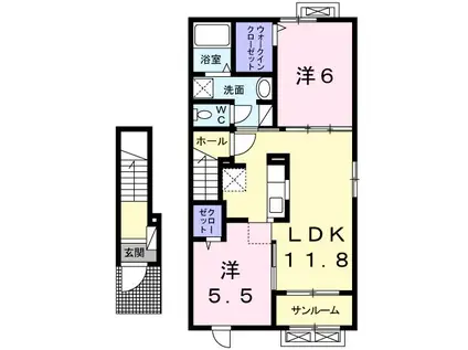 シャインV(2LDK/2階)の間取り写真