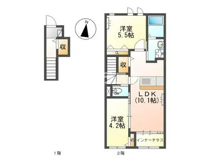 スタイリッシュ(2LDK/2階)の間取り写真