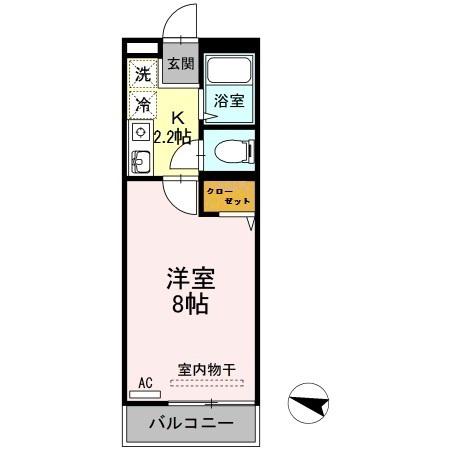 バウハウス2番館(1K/1階)の間取り写真