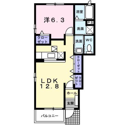 サンセールIV(1LDK/1階)の間取り写真