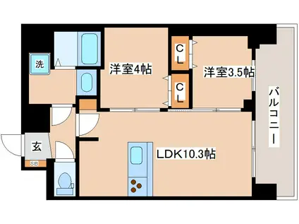 プレサンス神戸マリエント(2LDK/8階)の間取り写真