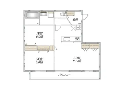 グランドゥール ソレイユ 浦和II(2LDK/2階)の間取り写真