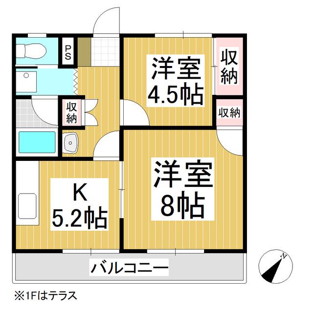 ハイツKTJ(2K/2階)の間取り写真