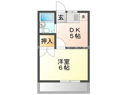 向坂ハイツ(1DK/1階)の間取り写真