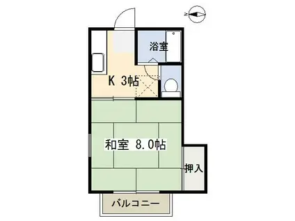 パルタウンKII(1K/2階)の間取り写真