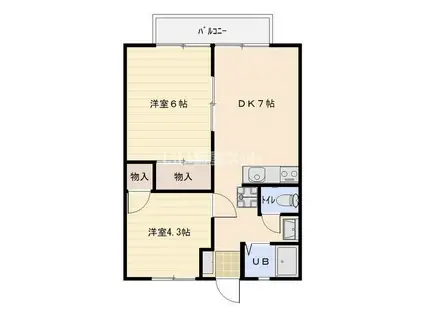 オリーブハイツ(2DK/2階)の間取り写真