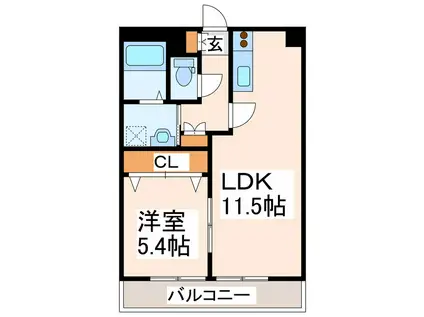 LS西松江城(1LDK/2階)の間取り写真