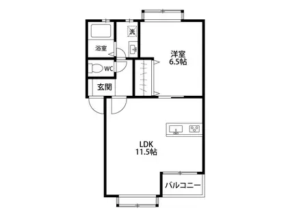 アビオン(1LDK/1階)の間取り写真