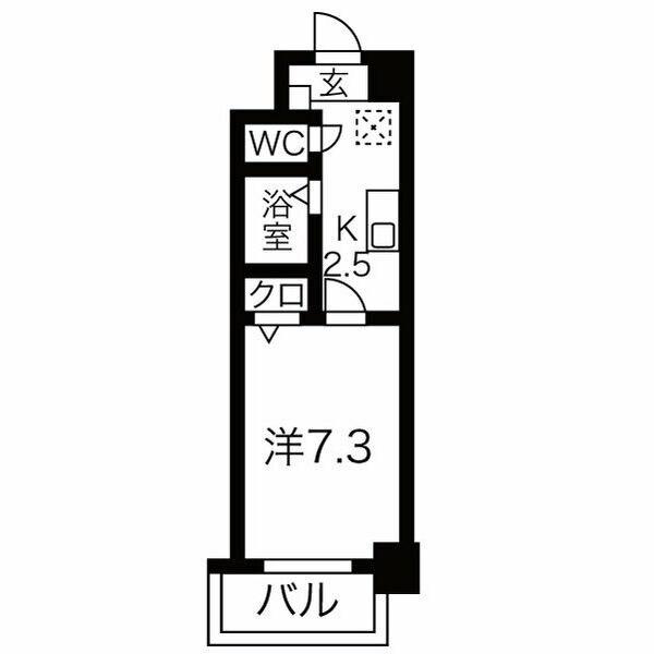 サウスパークイズミ(1K/5階)の間取り写真