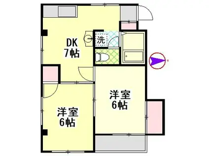 ブックハウス志茂II(2DK/3階)の間取り写真