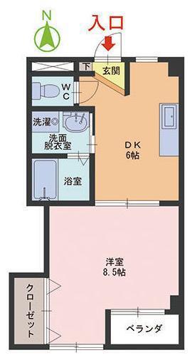 トレビアン大東II(1DK/2階)の間取り写真