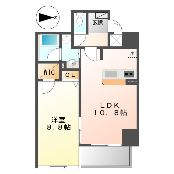 さくらHILLSリバーサイドウエスト(1LDK/4階)の間取り写真