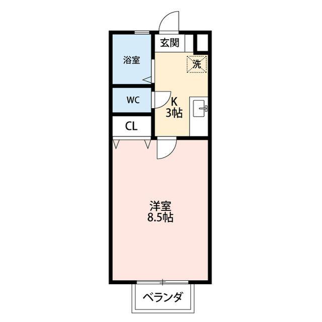 セントラルコートII(1K/2階)の間取り写真