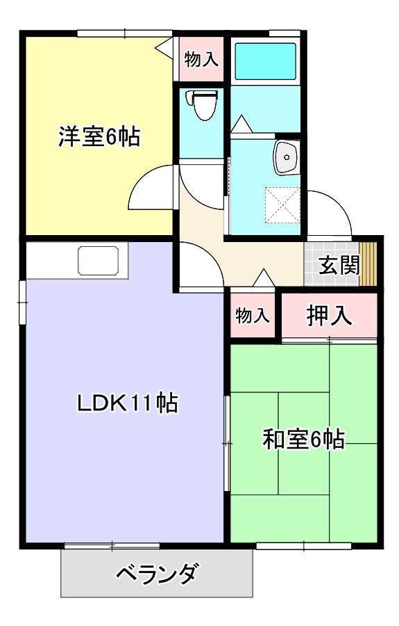 エーデルハイム(2LDK/2階)の間取り写真