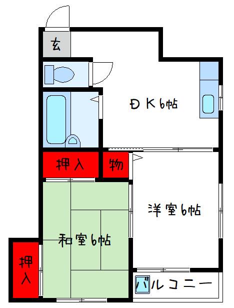 GDC旭ヶ丘(2DK/3階)の間取り写真