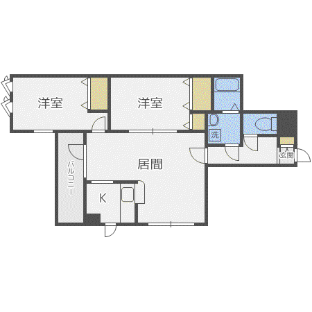 サイレンス宮の森札幌(2LDK/4階)の間取り写真