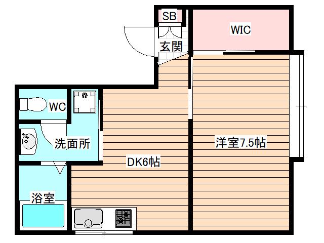 マンション馬場(1DK/3階)の間取り写真