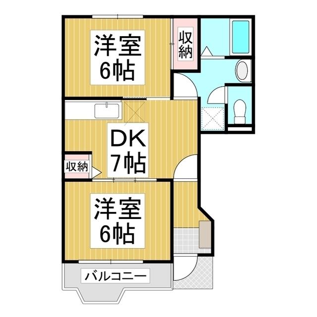 メルティー・アイB(2DK/1階)の間取り写真